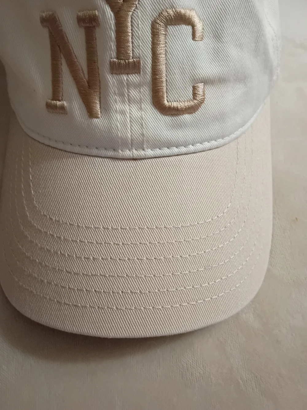 Mighty Fine NYC Embroidered Kids Cap - Cream and Tan